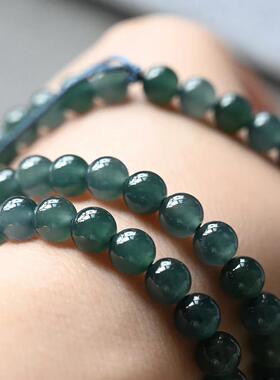 天然翡翠老蓝水108颗佛珠手链蓝色冰种翡翠念珠手串新中式危料女