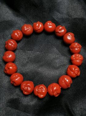 天然正宗南方红玛瑙原石雕刻全彩全肉老料四川料佛头手炼弥勒佛手