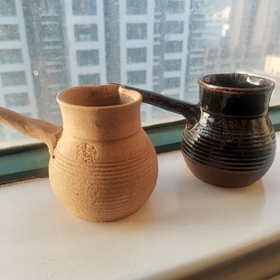 纯手工土陶罐煮罐罐茶耐高温容器带把防烫传统土窑烧制土釉沙罐好