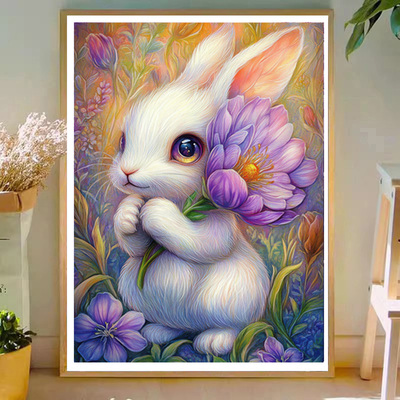 已买版权ins风清新卡通动漫嫦娥广寒宫玉兔十字绣紫气芙蓉自己绣