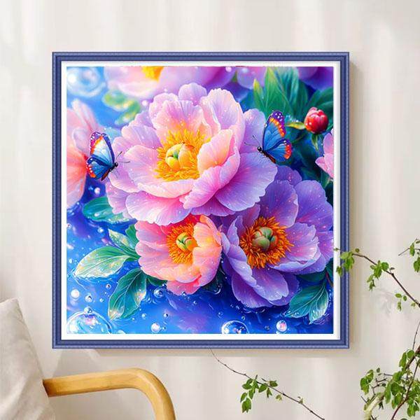 2024新款版权图牡丹花满绣客厅自己手工绣大格棉布十字绣自己手绣