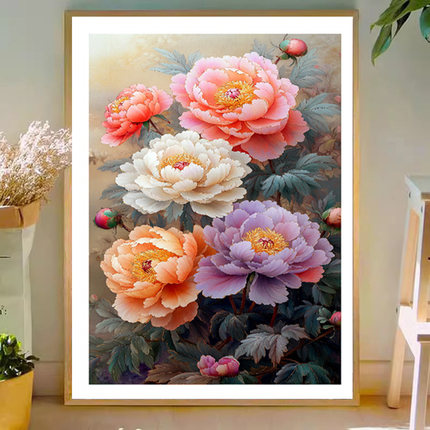 高级感2025年新款十字绣线绣客厅自己刺绣花开富贵牡丹花卧室小件