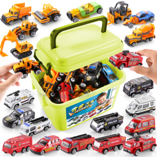 玩具小汽车跑车赛车合金车模工程消防警察军事套装 儿童挖掘机男孩