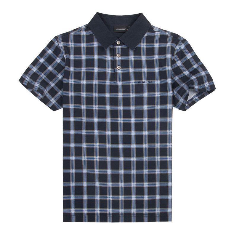 london fog/伦敦雾专柜正品男装 丝光棉格子短袖男士t恤ls12kt212