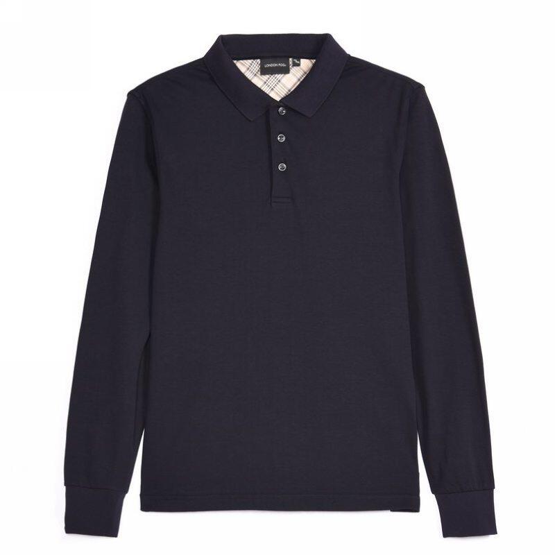 london fog/伦敦雾专柜正品男士秋冬polo领纯棉净色合身版长袖t恤