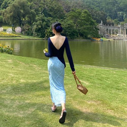 包臀半身长裙通勤蕾丝印花显瘦