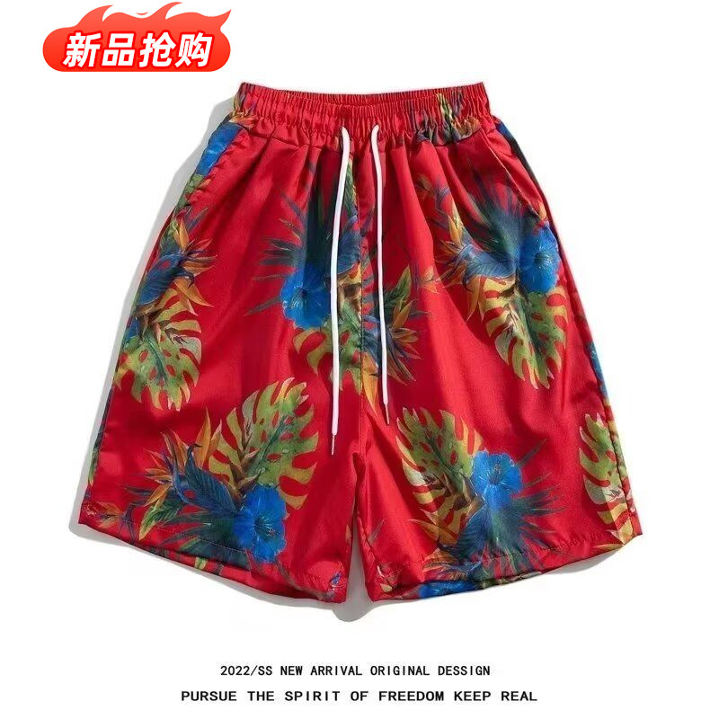 港风复古花衬衫短袖泰式夏威夷风设计感痞帅宽松短裤男女