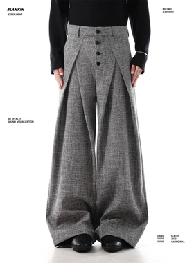 BLANKIN 美式复古排扣条纹直筒休闲裤宽松裤子老钱风西装裤长裤子