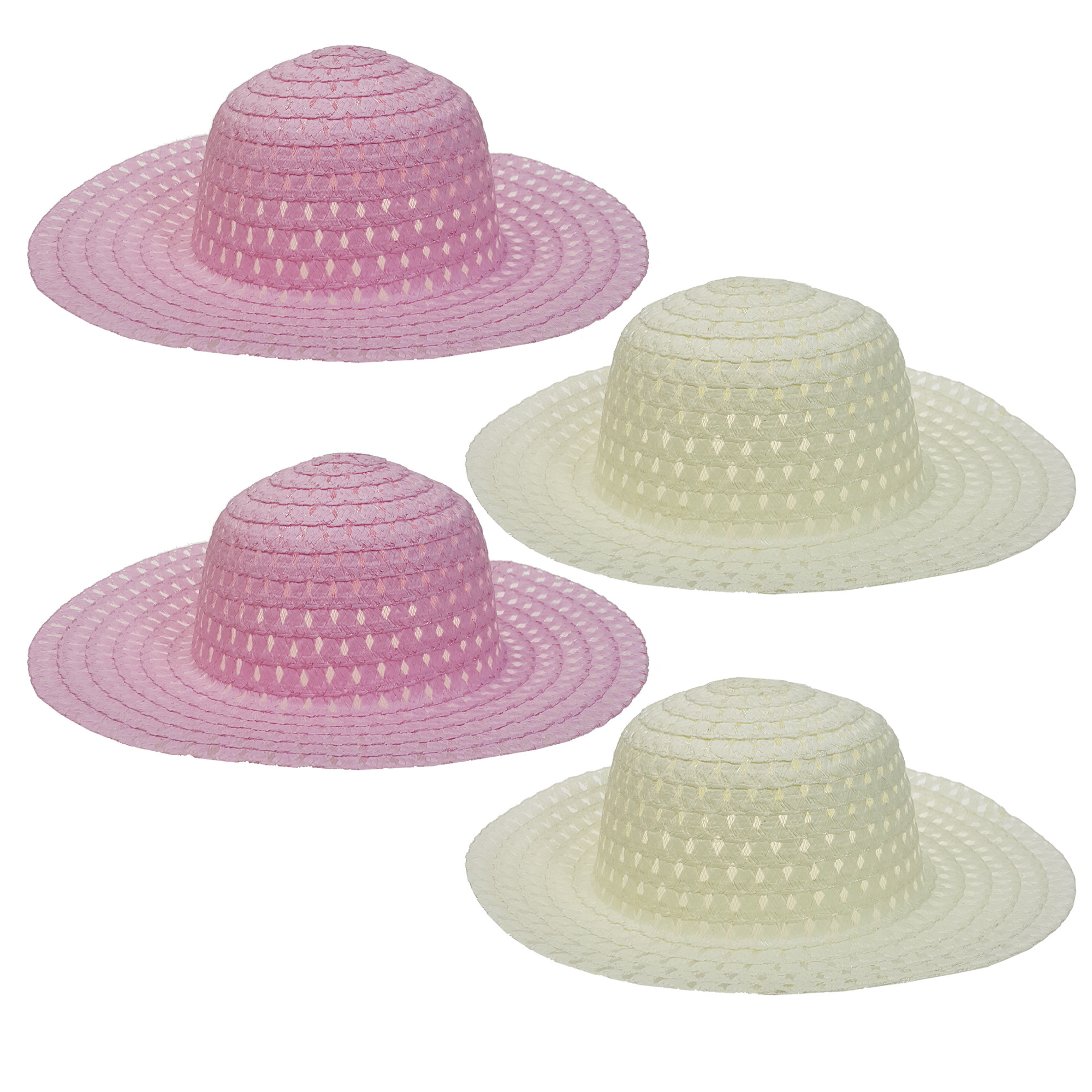 儿童复活节草帽子宽檐帽子适合diy装饰4只/套幼儿园复活节活动