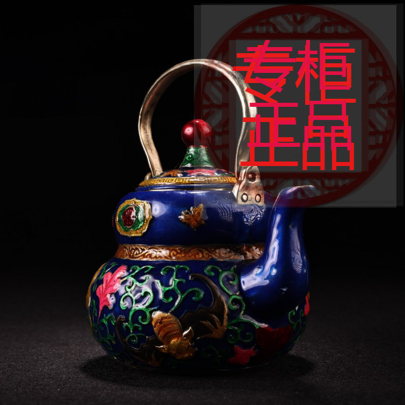 ㊣古玩铜器收藏 铜景泰蓝葫芦酒壶摆件 家居装饰创意礼品工艺品批