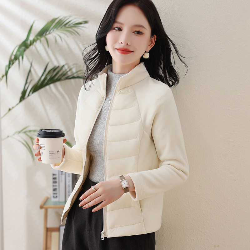 lulu家同款立领轻薄羽绒丝服女2024新款拼接内胆短款运动跑步外套