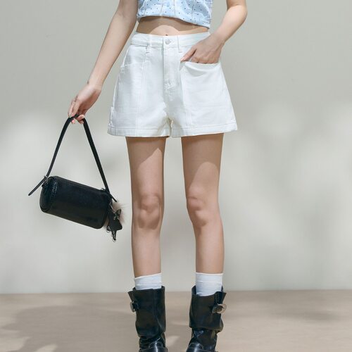 卷边高腰阔腿牛仔裤女2026夏季薄款设计感显瘦直筒短裤子