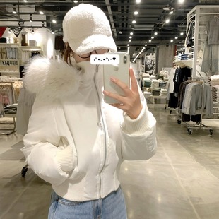 粉色超好看连帽毛领羽绒服外套女款冬季高级感小个子收腰显瘦棉服