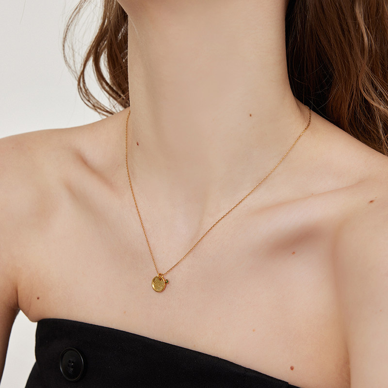 aviho 小众时髦ins风小圆牌锁骨链高级感简约休闲百搭叠戴项链