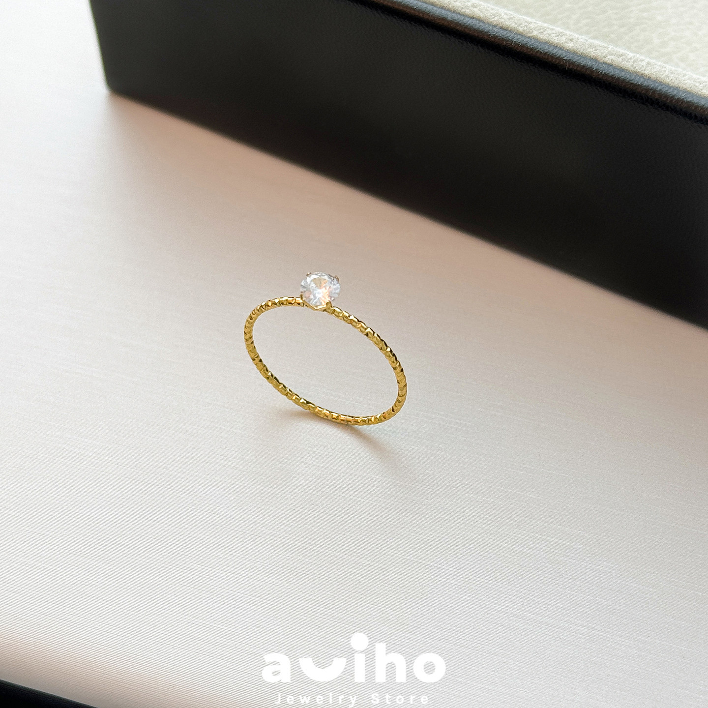 aviho 极细素圈锆石戒指闪耀高级感2025新款爆款小众设计指环