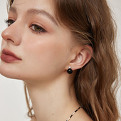 高级感黑玛瑙小球镶嵌锆石耳环博主fever同款 aviho 法式 气质耳钉