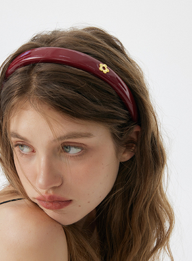 aviho 红色高级PU皮质发箍气质高级感显颅顶百搭ins2024新款发饰