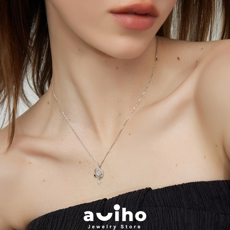 aviho 漫游星河通体S925银精致锆石轻奢小众设计锁骨链星球项链女