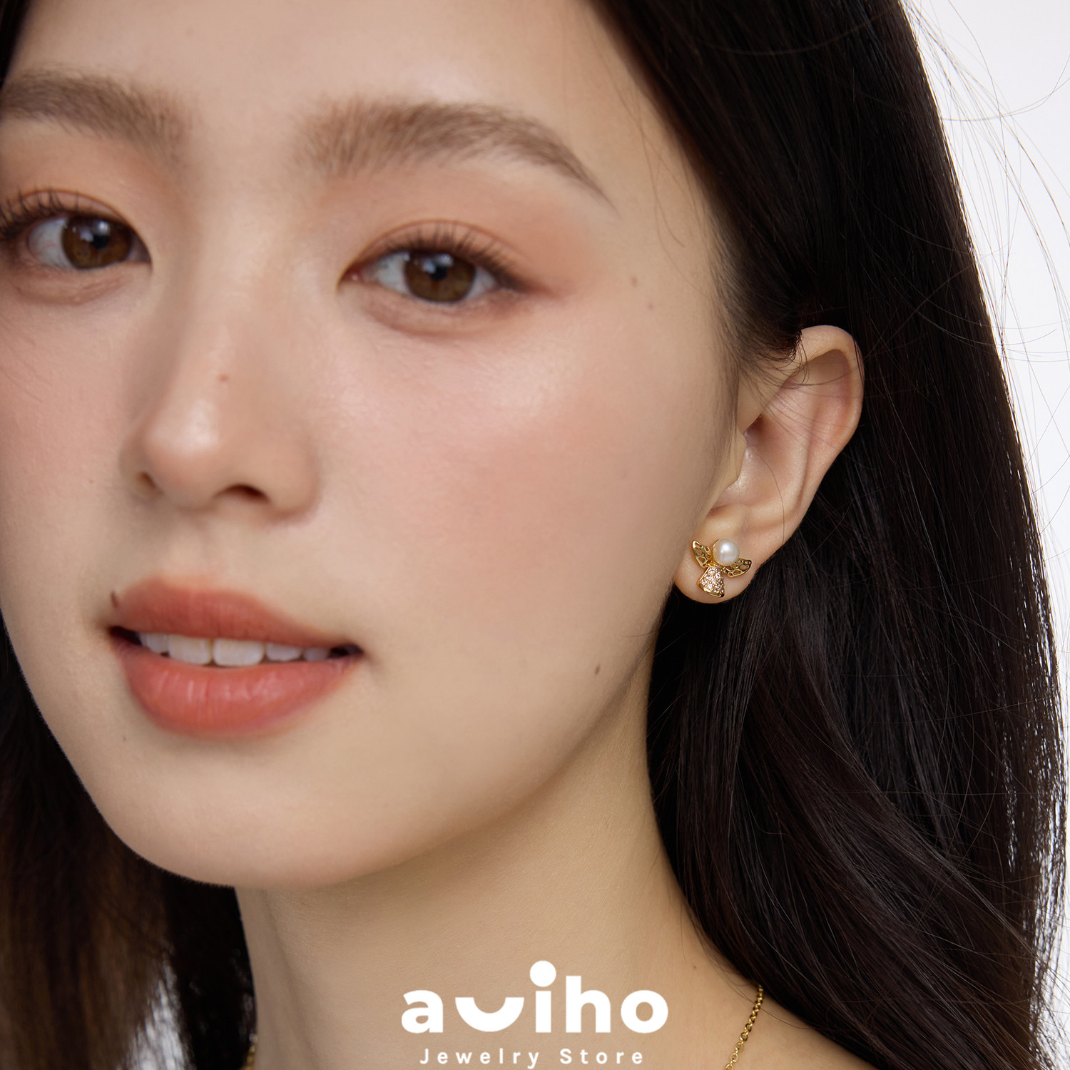 aviho 小天使 精致可爱天然淡水珍珠耳钉女设计感轻奢百搭耳环