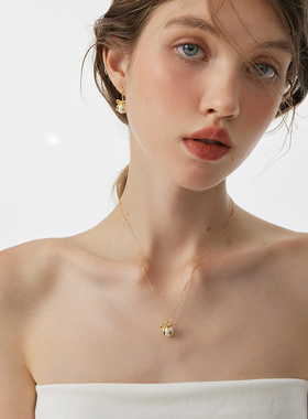 aviho高级感蝴蝶结珍珠项链小众气质简约韩系S925银锁骨链颈链