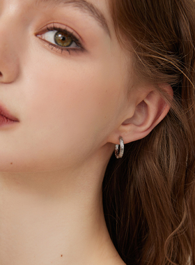 aviho 经典hoop耳圈银色拉丝磨砂金属耳钉女高级感简约百搭耳环女