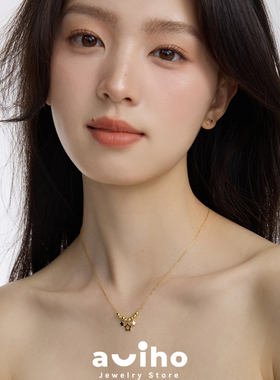 aviho 925纯银超仙气甜美少女星星流苏项链珠锁骨链女颈链