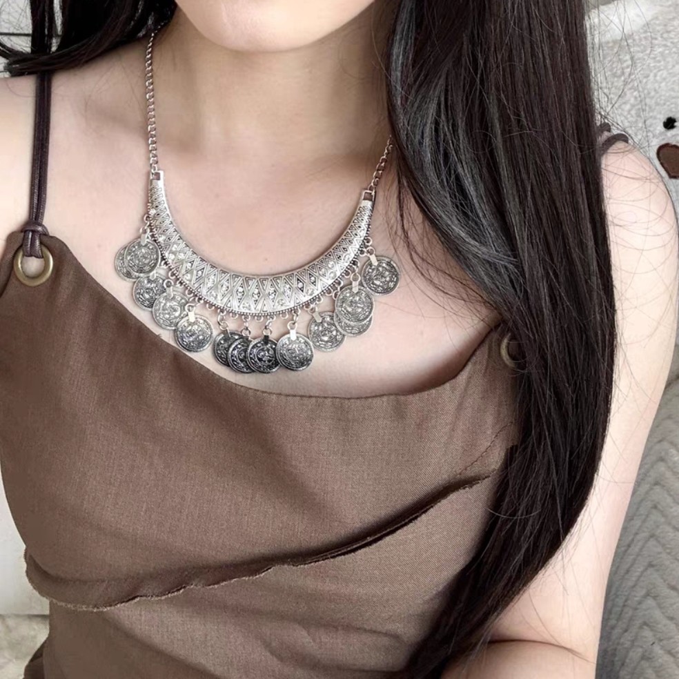 异域风情写云南苗疆旅游拍摄配饰女流苏项链锁骨链个性