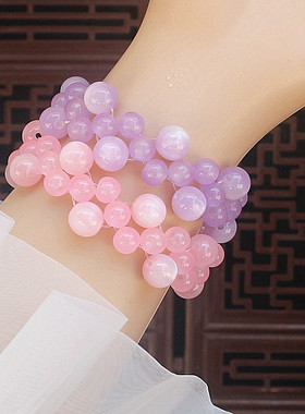 手工编织猫眼石手链少女心手串