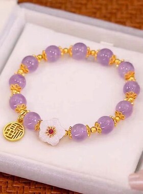 新中式琉璃玉石好运连连串珠手串弹力手链女款招财纳福绿色手饰