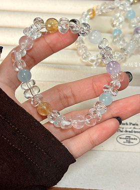 【几何星球】原创天然白水晶随形海蓝宝黄塔晶多巴胺个性百搭手串