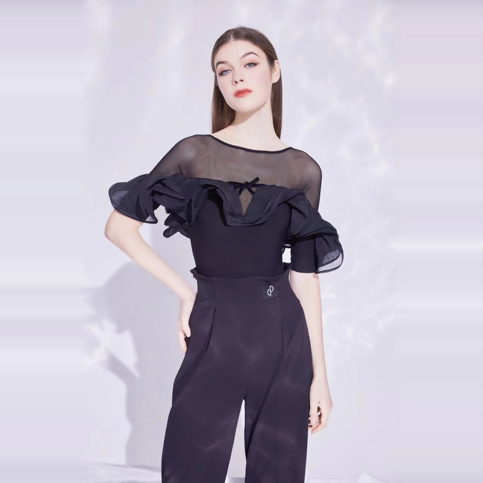 YHA舞服摩登舞练习服上衣女华尔兹新款设计国标舞衣拉丁舞服定制