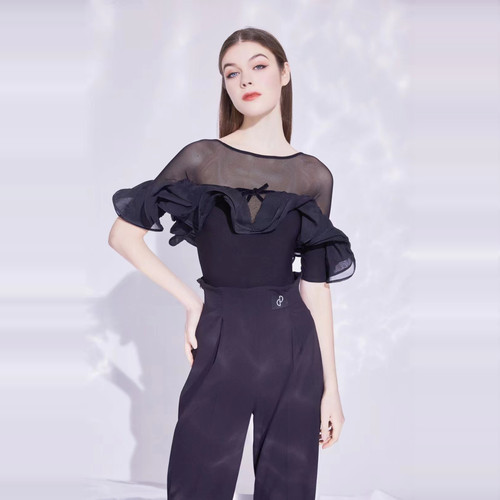 YHA舞服摩登舞练习服上衣女华尔兹新款设计国标舞衣拉丁舞服定制