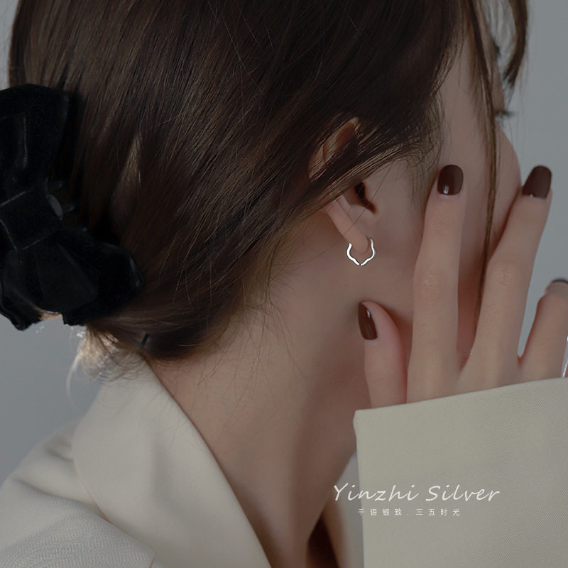 纯银耳扣耳环女2023年新款潮小众