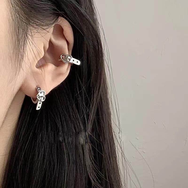 个性设计感爱心皮带纯银耳环女潮