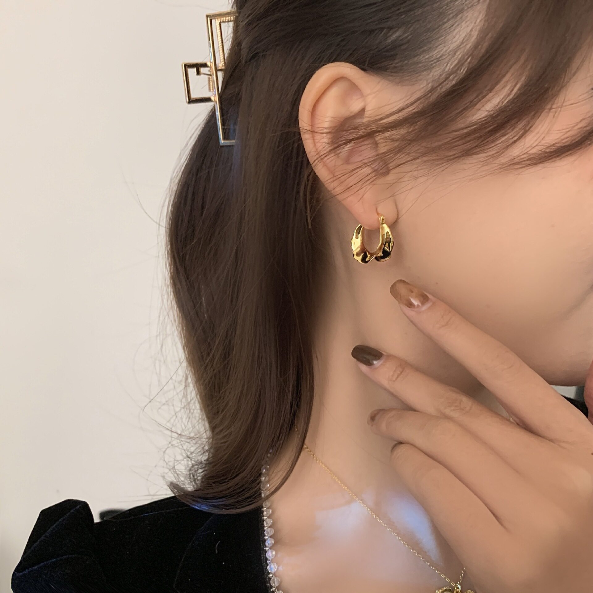 欧美夸张925银金属圆圈耳环女韩