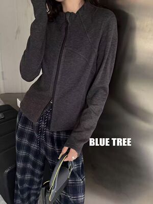 BLUETREE2025冬韩版休闲百搭立领拉链长袖女德绒开衫外套麻丝保暖