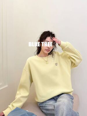 BLUETREE2026春季新款后背印花甜甜圈卫衣圆领长袖休闲上衣百搭潮