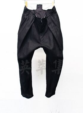 YCJ工匠品质自制暗黑先锋设计师亚麻修身暗褶长裤ziggy araki