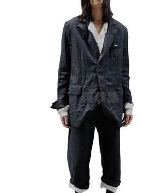 Elena Dawson原创重磅亚麻法式浪漫高级感侠客风戗驳领西装外套