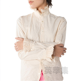 饰先锋奶油色仙女衬衫 浪漫木耳边装 维多利亚宫廷花边复古法式