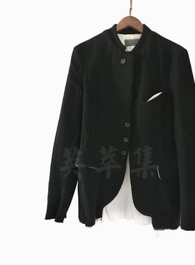 Elena Dawson 工匠品质经典羊毛立领毛边blazer西装外套