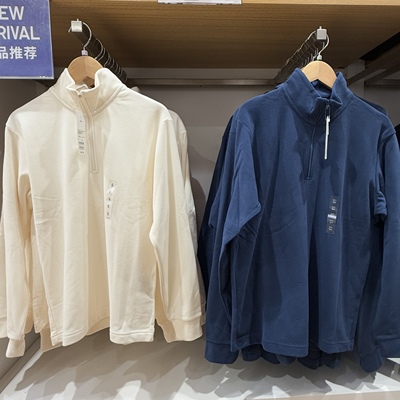 ^棵米0素家柔滑弹力摇粒绒半拉链套头衫长袖抓绒衣百搭卫衣481184