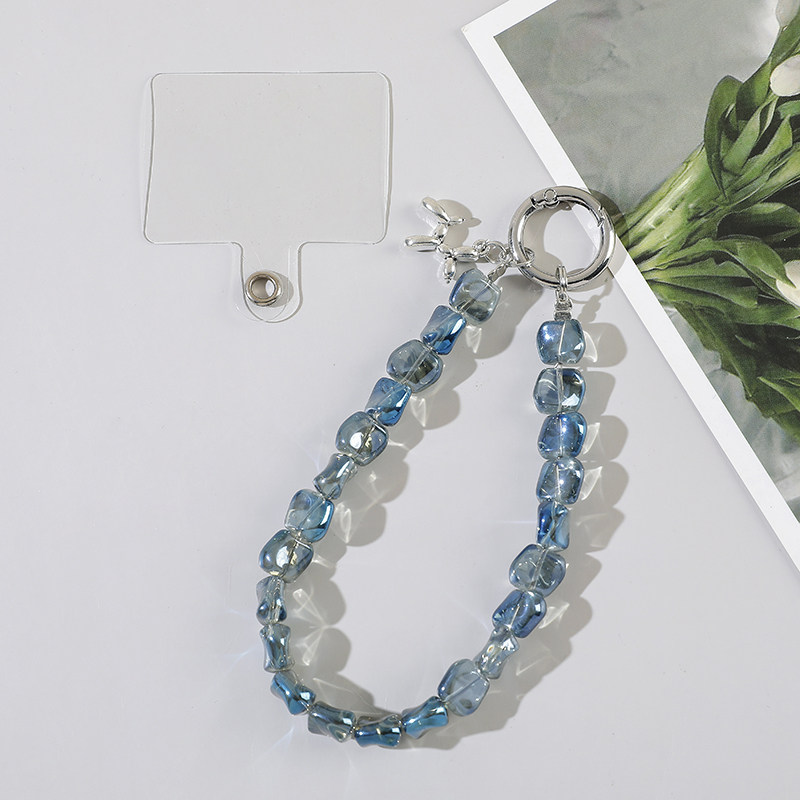 New ins Style Transparent Crystal Stone Phone Lanyard Accessory Versatile Niche Irregular Bead Wrist Lanyard Short Style