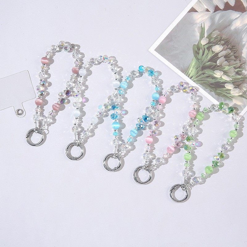 精致猫眼石串珠手机链彩色珠子手机挂链ins钥匙扣挂饰链条女户外,3C数码配件,手机挂件/手机链,淘宝优惠券,粉丝福利购,淘宝优惠卷