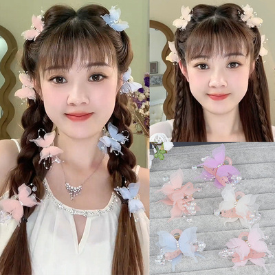 网红双面薄纱蝴蝶泡泡小抓夹
