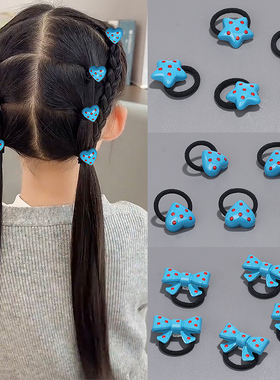 新款儿童可爱蓝色波点小爱心发绳发圈宝宝扎辫子星星啾啾发绳发饰