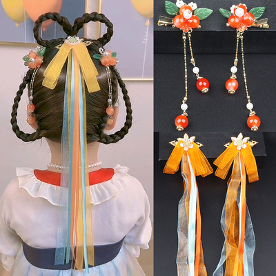 女童汉服头饰流苏飘带发夹
