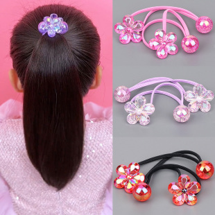 夏季 女童亮晶晶山茶花发圈高弹力绕绕皮筋发绳女孩扎马尾头绳头饰