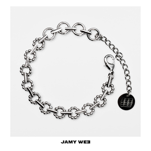 JAMY WEE原创 情侣款气泡花型拼接简约小众可调节钛钢手链