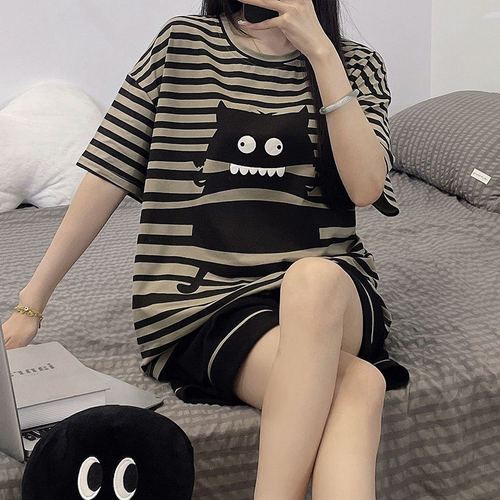 夏季女士睡衣纯棉短袖短